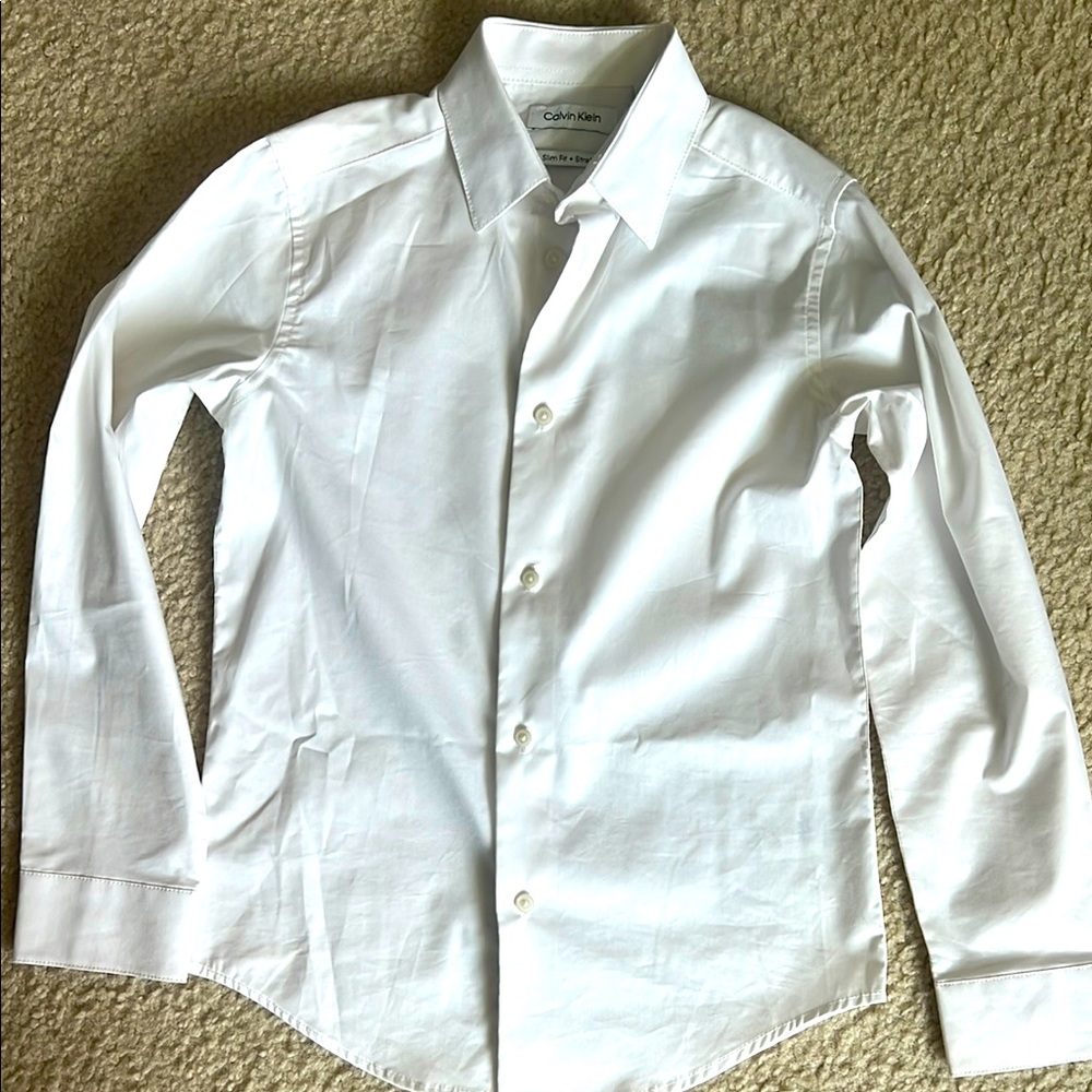 Calvin Klein Boys Crisp White Dress Shirt. Size 10.